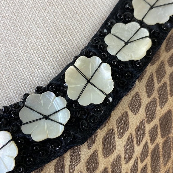 Sheer Shawl Swim Coverup With Beads and Mother of Pearl Embellishments O/S - Picture 3 of 9